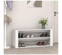 Shoe Bench White 100x35x45cm Engineered Wood Hallway Storage Seat 2-Compartment