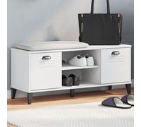 Shoe Bench White 106x35x45 cm Engineered Wood 2 Doors 2 Open Compartments Seat.