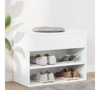 Shoe Bench White 60x30x45 cm Engineered Wood Entryway Storage 2-Shelf - Gold