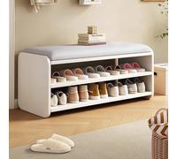 Shoe Bench with Cushion,2-Tier Shoe Organizer Storage Shelf Shoe Changing Stool At The Entrance, Solid Wood Shoe Rack with Padded Seat,For Living Room Lounge Hallway Bedroom