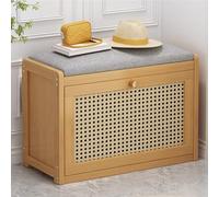 Shoe Bench with Cushion Entryway Shoe Rack Small Storage Cabinet with Flip Drawers Brown Shoe for Hallway & Front Door (19.68x9.84x17.71in)