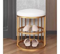 Shoe Bench with CushionEntryway Mini StoolGold Metal Frame WhiteSpace-Saving Storage Seat for Small SpacesStylish Low Entryway Furniture