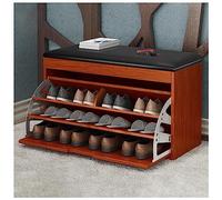 Shoe bench with fold-down drawers, 3-tier, hidden shoe cabinet with upholstered seat, freestanding shoe bench for entryway, bedroom, wardrobe, living room, hallway
