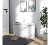 HOMCOM Shoe Bench with Padded Seat Cushion & Flip-Drawer in White HOMCOM White