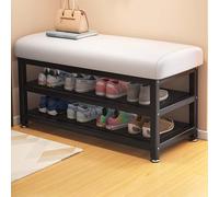 Shoe Bench with Padded Seat White Shoe Storagefor Entryway Hallway & Living Room 60cm (23.6") - Stylish & Functional Shoe Rack