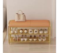 Shoe Bench with PU Leather Cushion, Entryway Upholstered Shoe Rack, Metal Frame Modern Design, Ideal for Organizing Footwear (Dimensions: 90x32.5x48cm)