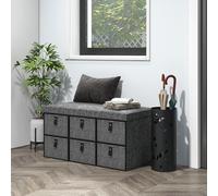 HOMCOM Shoe Bench w/ Cushioned Seat, 6 Fabric Drawers - Grey, Grey