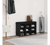 vidaXL Shoe Bench with Storage Black 80 x 30 x 48 cm Engineered wood