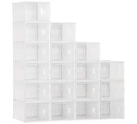HOMCOM 18PCS Stackable Shoe Box Clear Plastic Shoe Storage Box HOMCOM Clear