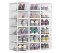 Shoe Boxes Pack of 18 Stackable Shoe Storage Organisers Foldable and Versatile