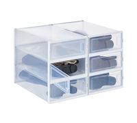 Relaxdays 6X Shoe Box, Footwear, Flat, Stackable, Plug-in, Size 44.5, Ventilation Hole, 13.5 x 31.5 x 53 cm, Transparent, 13.5 x 31.5 x 52 cm