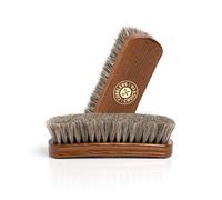 Shoe Brush - 100% Horsehair Shoe Brush - Concaved Handle for Premium Grip, Brown