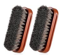 Shoe Brush, Shoe Cleaning Brush, 2 Pieces Horsehair Shoe Brush, Boot Brush, Horse Hair Brush for Leather Shoes Boot Cleaning Brush Care Clean Dauber Applicators
