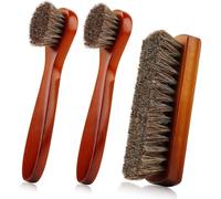 Shoe Brush, Shoe Cleaning Brush, 2 Pieces Horsehair Shoe Brush, Boot Brush, Horse Hair Brush for Leather, Shoe Brushes for Cleaning, Leather Shoes Boot Cleaning Brush Care Clean Dauber Applicators (4)