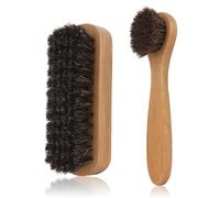 Shoe Brush,Shoe Polish Brushes,Horse Hair Brush - 2 Pack Horsehair Brushes With Wooden Handle, Premium Leather Care Kit For Shoes, Boots,Car Seats, Sofas & Bags