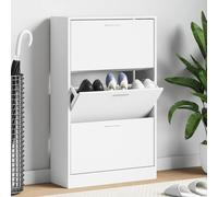 Shoe Cabinet 3-Drawer High Gloss White Engineered Wood 63x24x103 cm Slim Entry