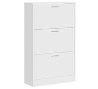 Shoe Cabinet 3-Drawer High Gloss White Engineered Wood 63x24x103 cm Slim Entry