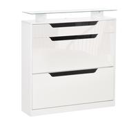 HOMCOM Shoe Cabinet w/ 3 Drawers High Gloss Storage Cupboard White