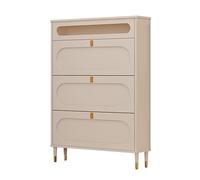 Shoe Cabinet, 3-Layer Shoe Storage Rack, Pull-Down Wooden Furniture Unit for 8-12 Pairs, Ideal for Narrow Corridors, Living Rooms, and Bedrooms