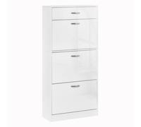 Shoe Cabinet 4 Drawers Storage with Flip Doors Shelves for 18 Pairs White