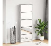 Shoe Cabinet 5-Door Grey Sonoma Engineered Wood & Glass Slim Tall 63x17x169.5cm.