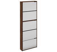 Shoe Cabinet 5-Layer Mirror 63x17x169.5cm Rack Organiser Oak/White vidaXL