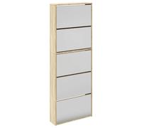 Vidaxl Shoe Cabinet 5-Layer Mirror Oak 63X17X169.5 Cm
