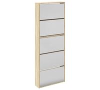 Vidaxl Shoe Cabinet 5-Layer Mirror Oak 63X17X169.5 Cm