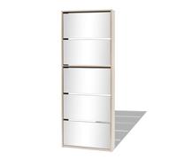 Shoe Cabinet 5-Layer Mirror 63x17x169.5cm Rack Organiser Oak/White vidaXL