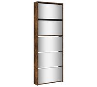 Shoe Cabinet 5-Layer Mirror 63x17x169.5cm Rack Organiser Oak/White vidaXL