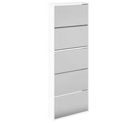 Vidaxl Shoe Cabinet With Mirror 5-Layer High Gloss White 63X17X169.5 Cm