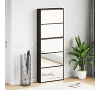 Shoe Cabinet 5-Layered Black Engineered Wood & Glass 63x17x169.5cm 15-20 Pairs.