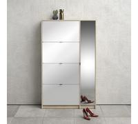 Shoe Cabinet - 5 Mirrored Door - Oak