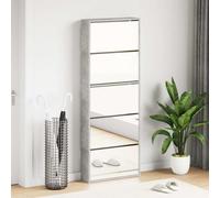 Shoe Cabinet 5-Tier Concrete Grey Engineered Wood & Glass 63x17x169.5cm 5-Drawer