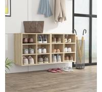 Shoe Cabinet 52.5x30x50cm Sonoma Oak Engineered Wood 2-Tier Slim Hallway Storage