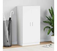 Shoe Cabinet 55x35x108cm White Engineered Wood & Aluminium Slim 7-Tier 14 Pairs