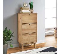 Shoe Cabinet 55x35x120cm Solid Pine Wood Brown 3 Flip Drawers Rustic Entryway XL