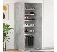 Shoe Cabinet 80x39x178cm Concrete Grey Engineered Wood 5-Shelf 2-Door Slim Entry