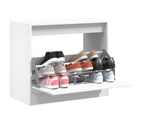 Shoe Cabinet 80x42x69 cm White Engineered Wood Modern Storage Hinge with Shelves