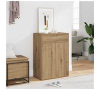 Shoe Cabinet Artisan Oak 60x35x84cm Engineered Wood 2-Door Silver Handles Entry