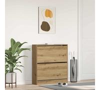 Shoe Cabinet Artisan Oak 80x21x87.5cm Engineered Wood 2-Door Slim Storage Entry