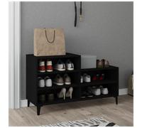 Shoe Cabinet Black 102x36x60 cm Engineered Wood with Metal Feet Hallway 5-Shelf