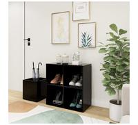 Shoe Cabinet Black 105x35.5x70 cm Engineered Wood Slim Hall Storage Unit Compact