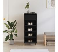 Shoe Cabinet Black 40x36x105 cm Engineered Wood Metal Legs 4-Compartment +Drawer