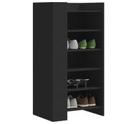 Shoe Cabinet Black 52x37.5x100cm Engineered Wood 5-Shelf Slim Hall Storage Unit