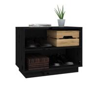 Shoe Cabinet Black 60x34x45 cm Solid Wood Pine In Black