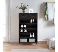 Shoe Cabinet Black 60x35x105 cm Engineered Wood, Iron Legs, 1 Drawer Industrial