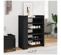 Shoe cabinet Black 74.5x37.5x100cm Engineered Wood Slim 3Shelf AntiTip Organizer