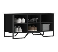 Shoe Cabinet Black 90x38x45.5cm Engineered Wood & Metal Storage Unit Seat Bench