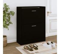 Shoe Cabinet Black Engineered Wood 63x24x81 cm 4-Drawer Pull-Down for Hallway UK